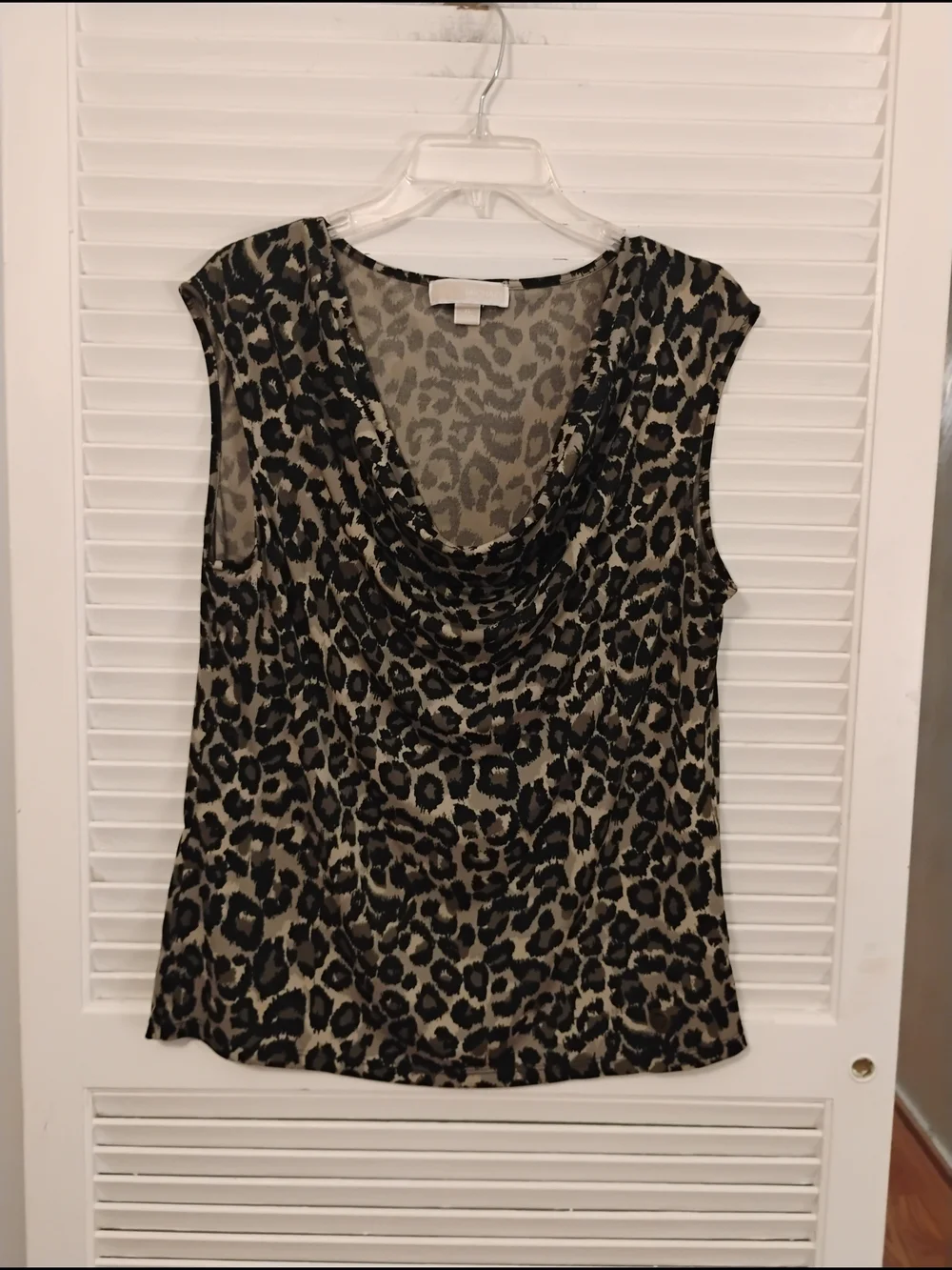 Michael Kors Leopard Print Cowl Neck Camisole - Black, Brown